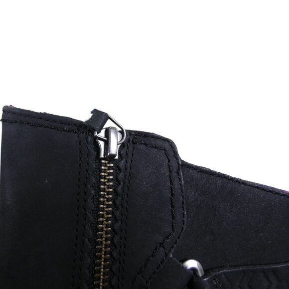 TEVA FOXY NUBUCK LEATHER ZIP BOOTS MID CALF STACKED HEEL RUBBER SOLE SZ 7 #631 - Picture 9 of 9